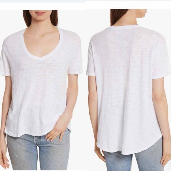 ATM Short Sleeve Slub Knit V-Neck Tee Shirt Size Medium White - Picture 7 of 10